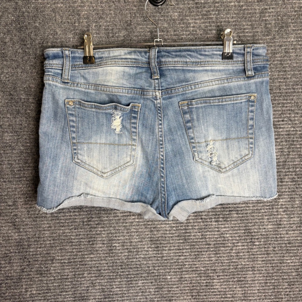 Rue21 Womens High Waisted Braided Side Denim Shorts Medium Wash Distressed 11/12 - Picture 3 of 6